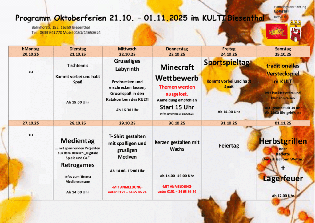Herbstferien im KULTI 2025